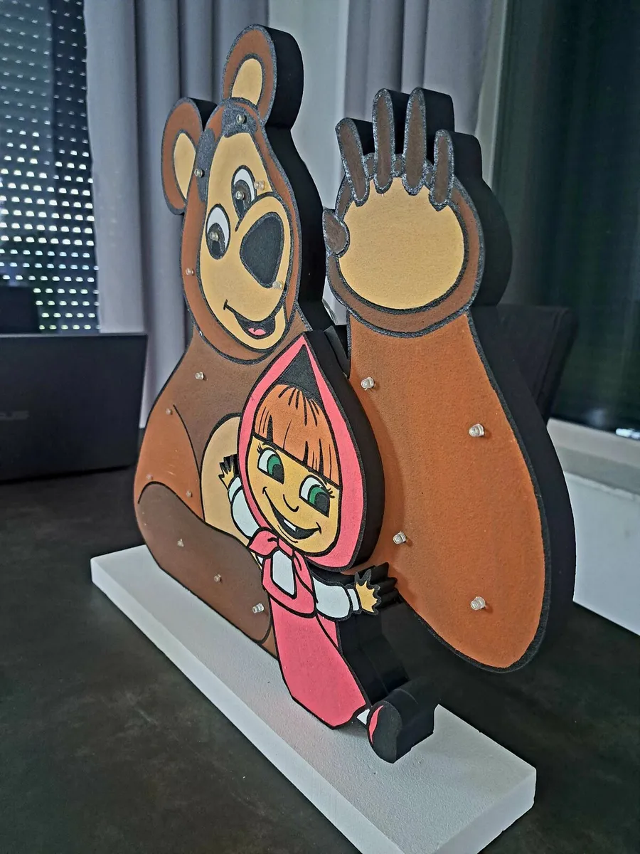 Masha and the Bear characters Led Lamp - Handmade - Image 2