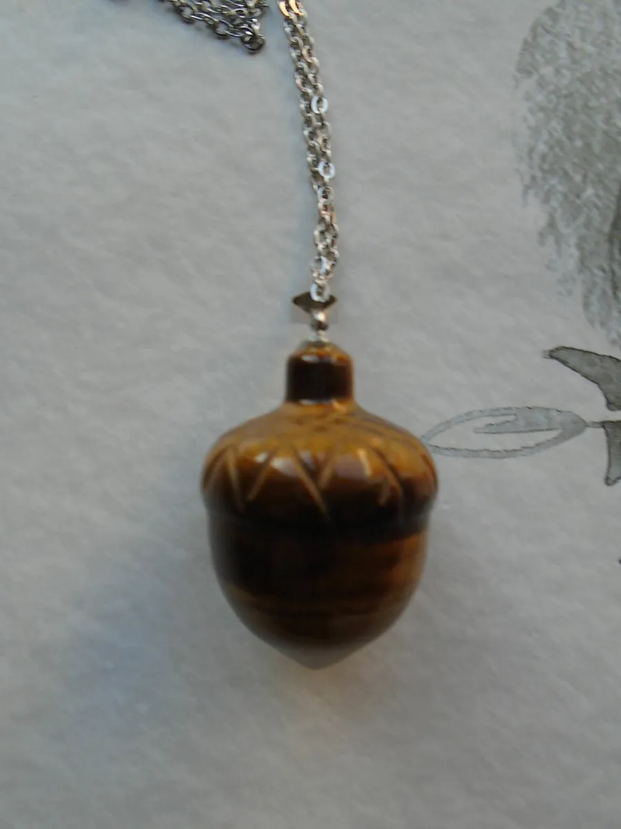 Tigers Eye acorn necklace.Jewellery. Gift - Image 1