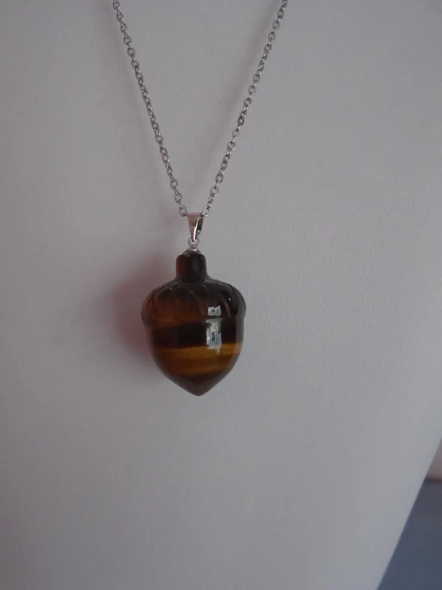 Tigers Eye acorn necklace.Jewellery. Gift - Image 2