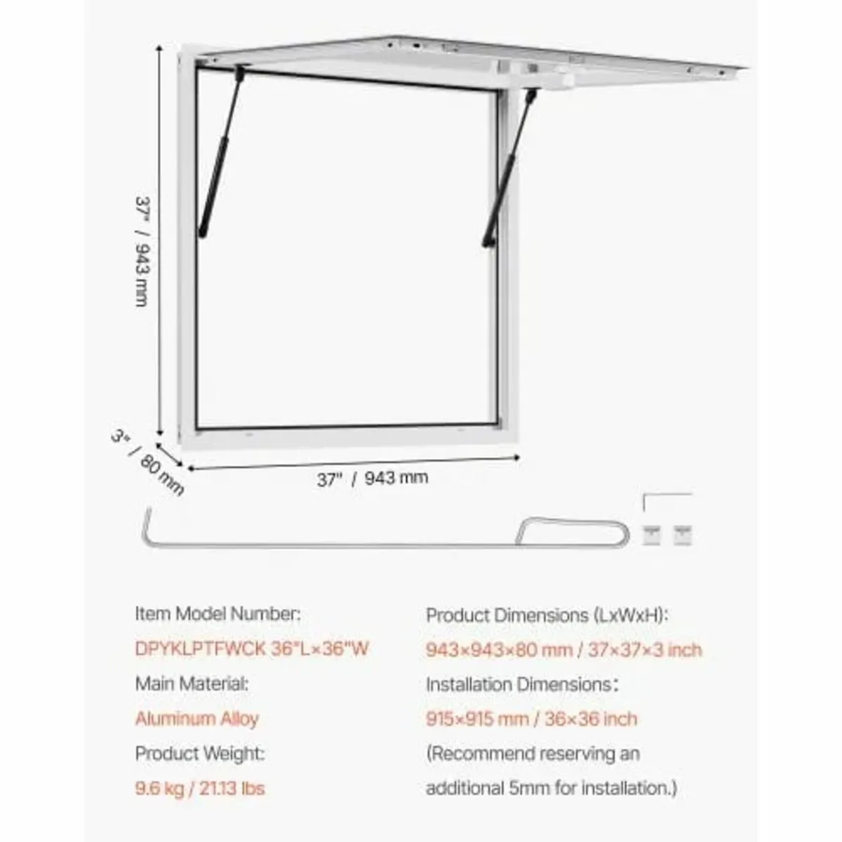 Concession Window 92x92 cm, Aluminum Alloy Frame S - Image 3