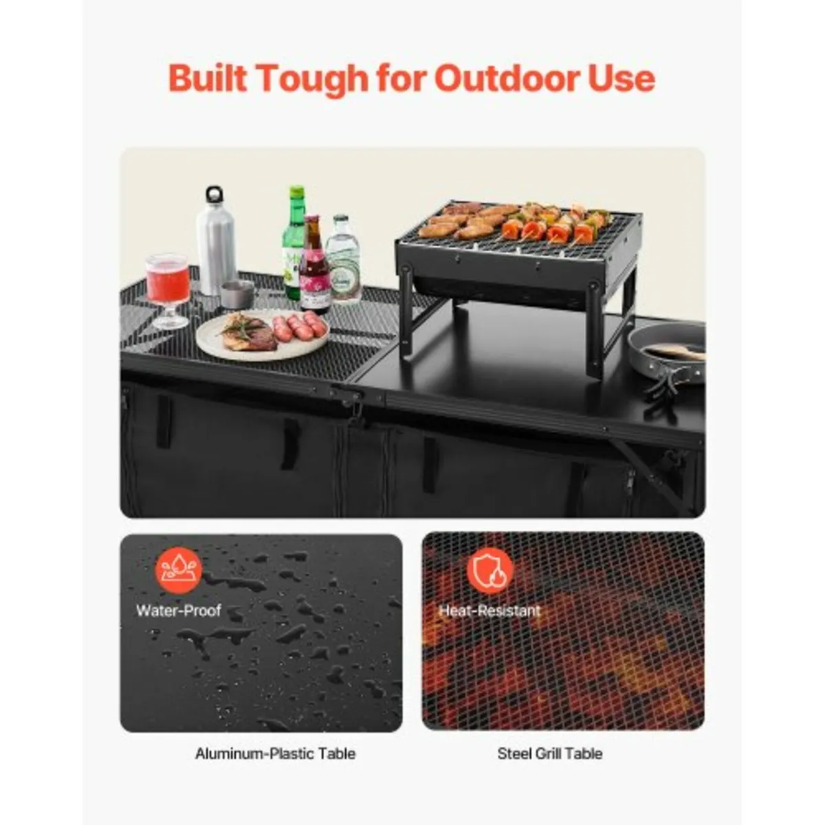 Camping Kitchen Table, Folding Outdoor Cooking Tab - Image 2