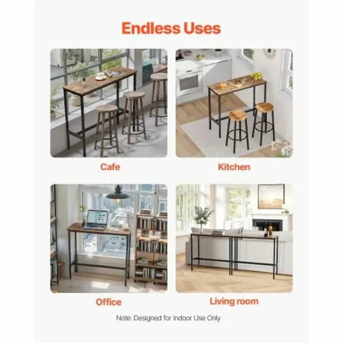 Bar Table, Sturdy Metal Frame High Top Pub Table, - Image 4