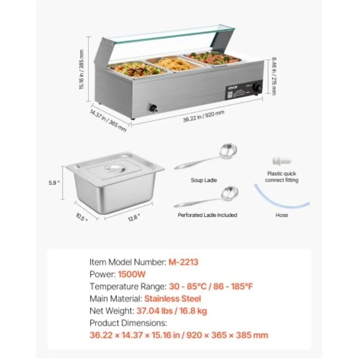 New 3-Pan Countertop Buffet Bain Marie - Image 3