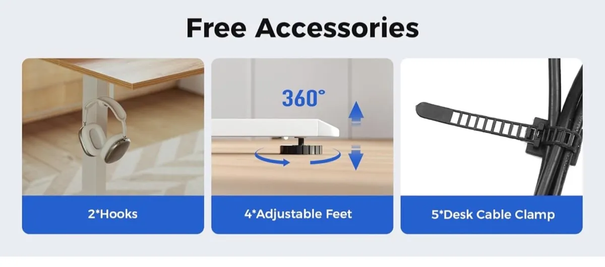 Electric Standing Desk, 100 x 60 cm Height Adjusta - Image 3