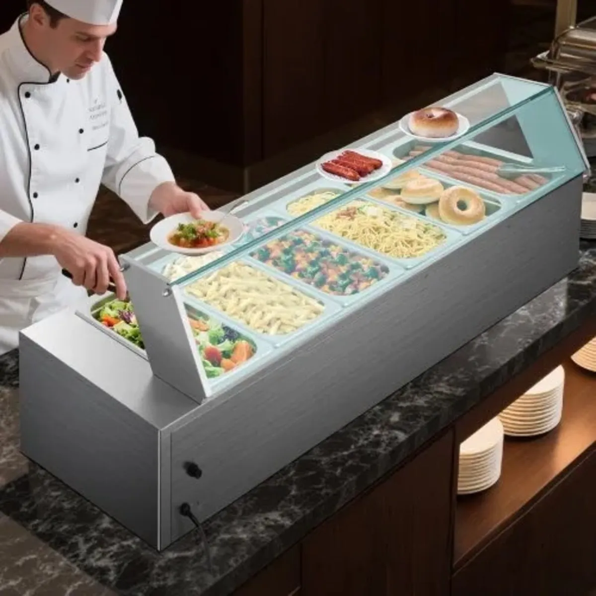 New 6 x 1/3 Size Pans Buffet Bain Marie 220v - Image 1