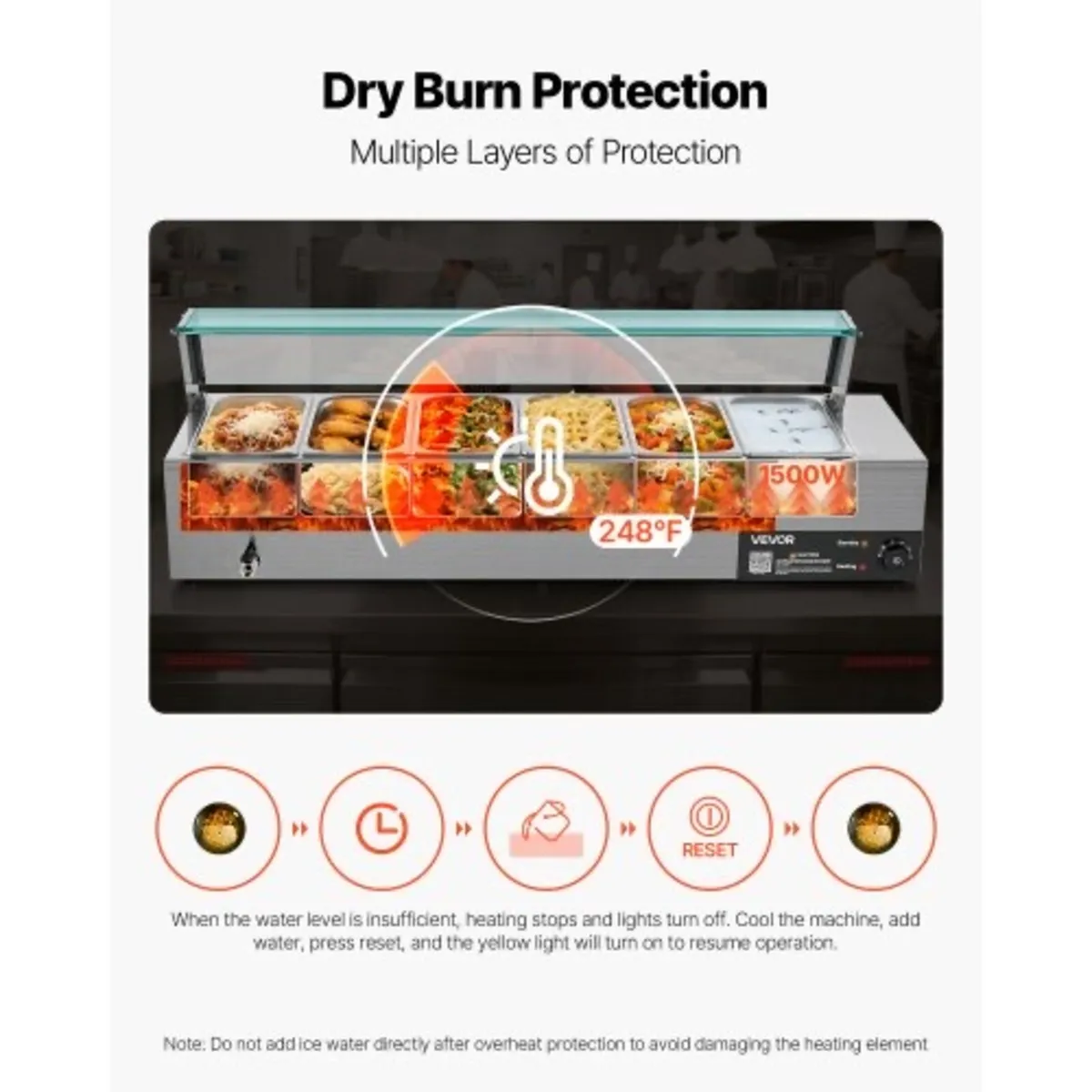 New 6 x 1/3 Size Pans Buffet Bain Marie 220v - Image 3