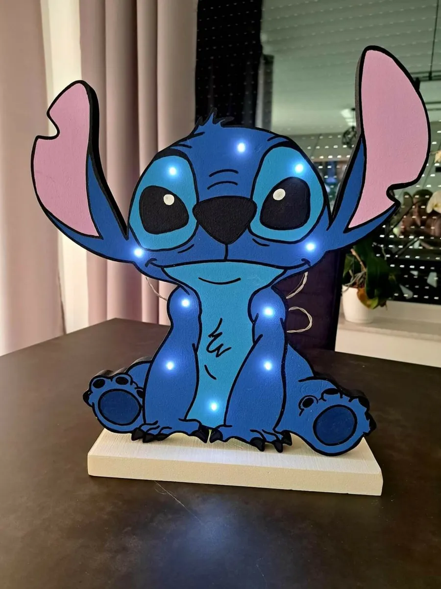 Stitch character Led Lamp - Handmade