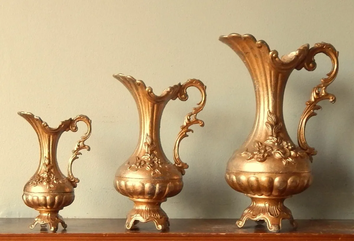 Set of 3 Italian Made Metalware Pitcher/Ewer - Image 4