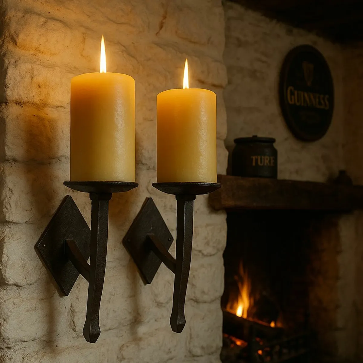 antique vintage cottage  wall ir   candle pub cave - Image 1