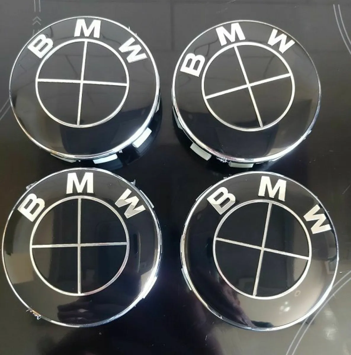 4 x All Black BMW Centre Caps (68mm) Free Post - Image 1