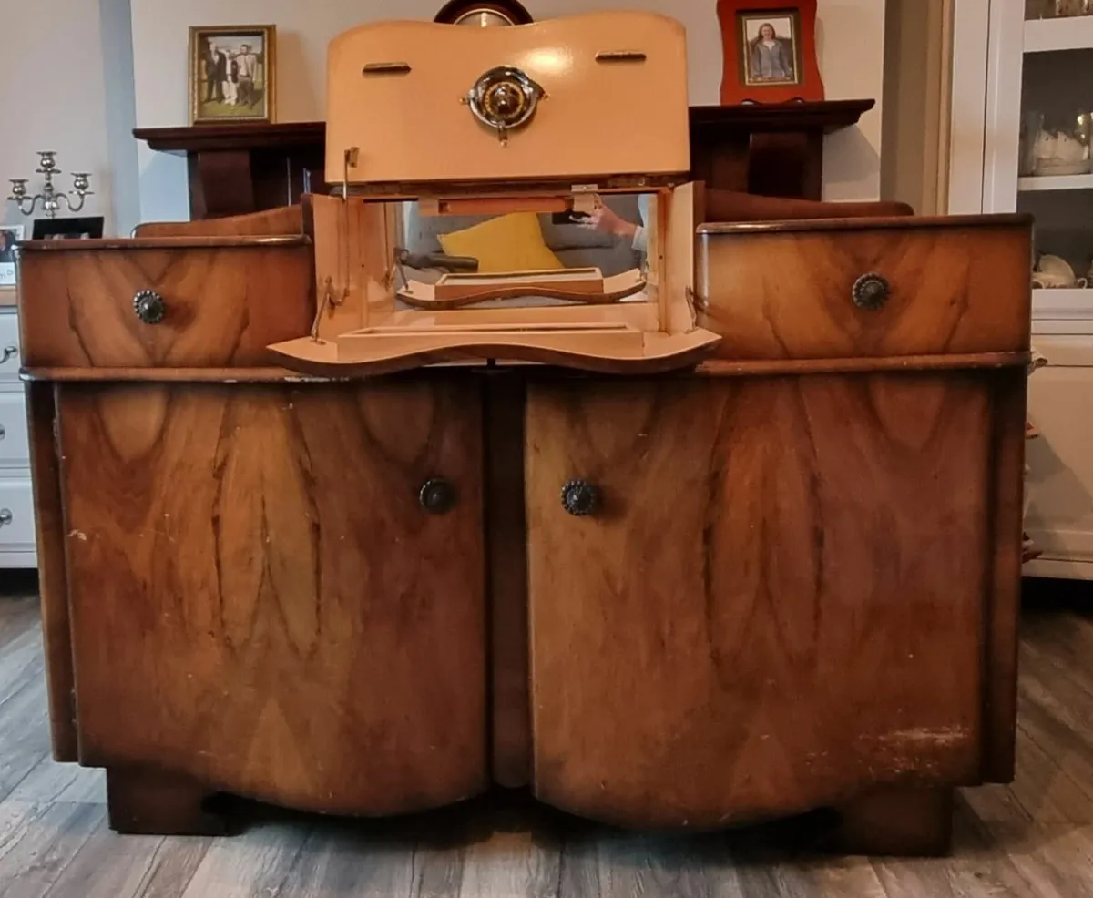 Vintage 1950's Walnut Cabinet - Working Internal L - Image 1