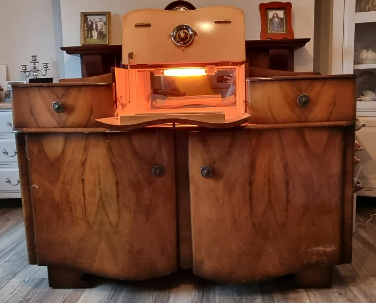 Vintage 1950's Walnut Cabinet - Working Internal L - Image 3