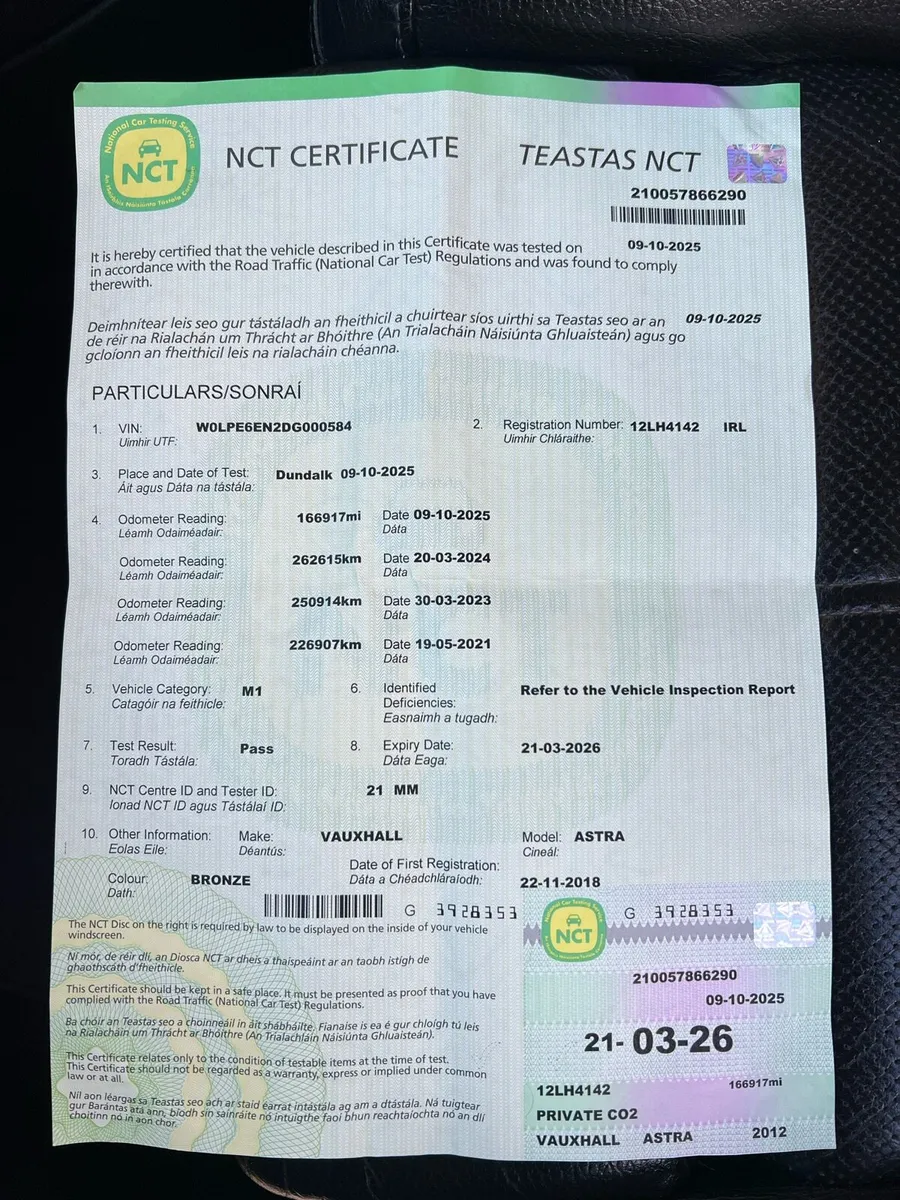 2012 Vauxhall Astra 2.0 Diesel New NCT 21/03/26 - Image 3