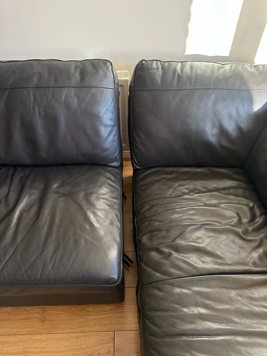 Large Leather Couch - Black - Image 4