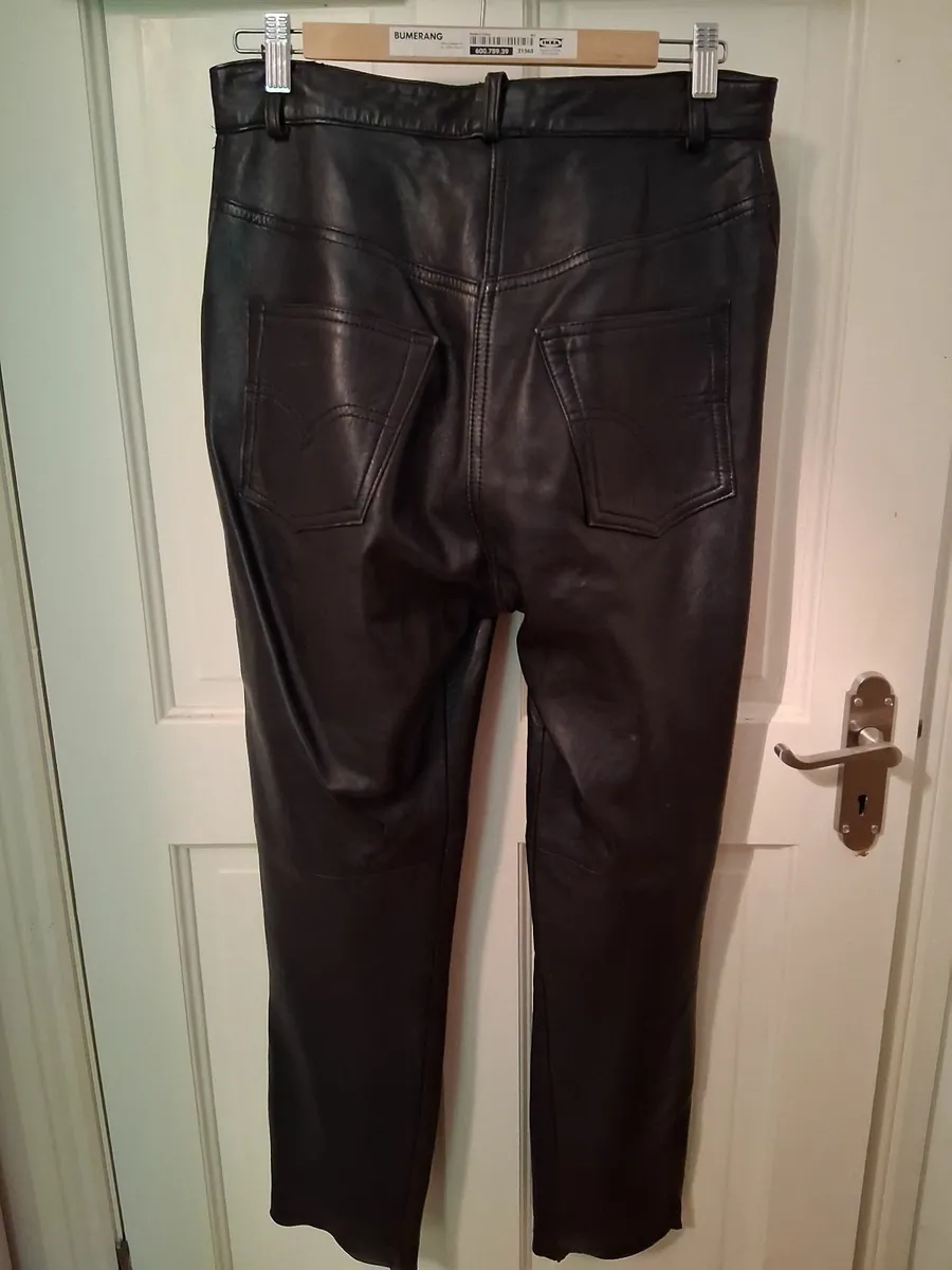 Black vintage ladies leather trousers - Image 1