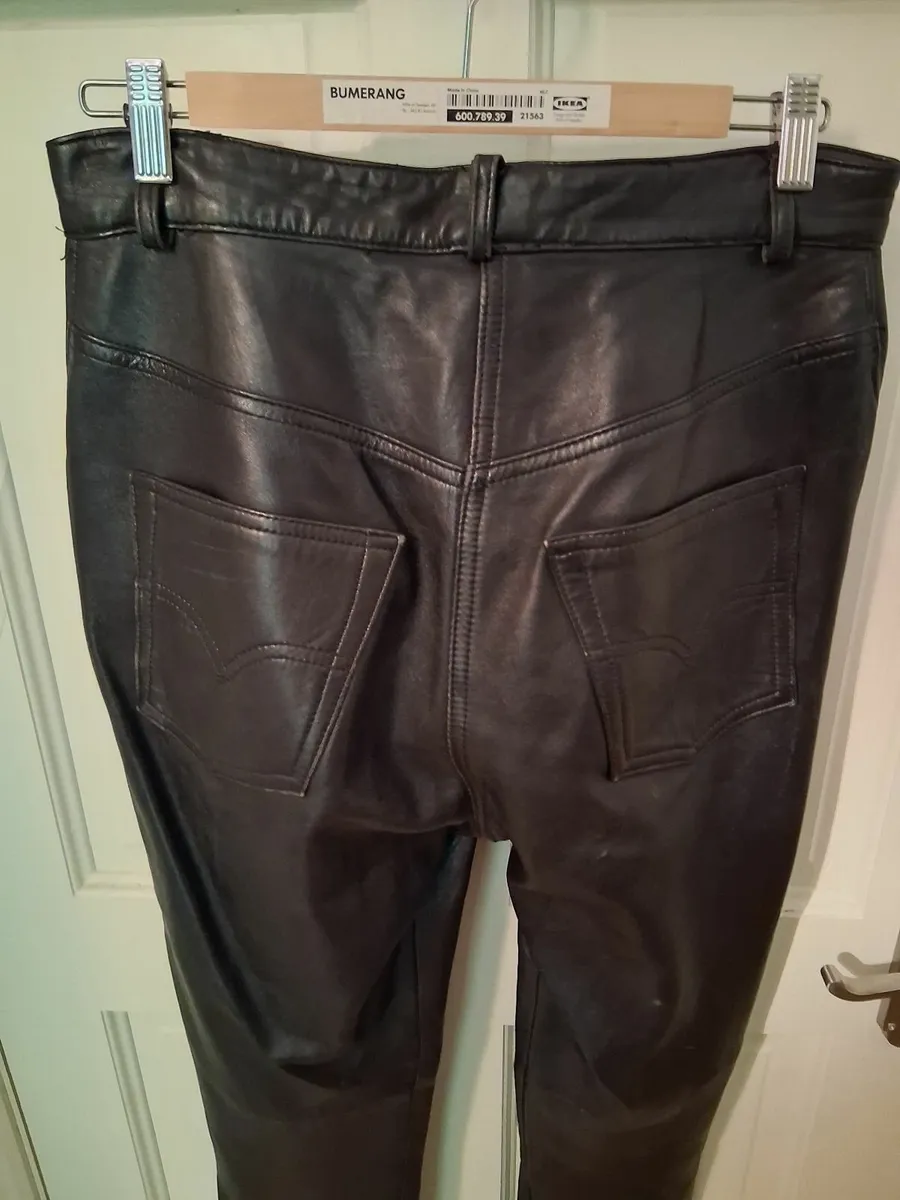 Black vintage ladies leather trousers - Image 3
