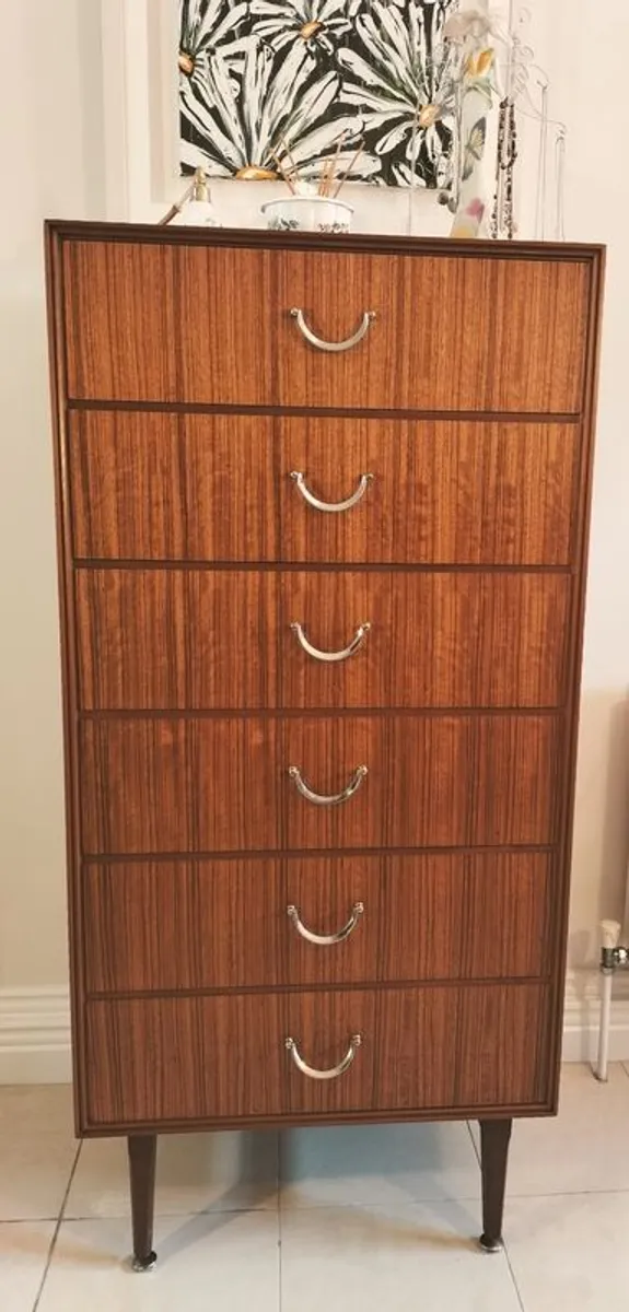 Mid Century Vintage Retro Meredew Tallboy Chest of Drawers - Image 2