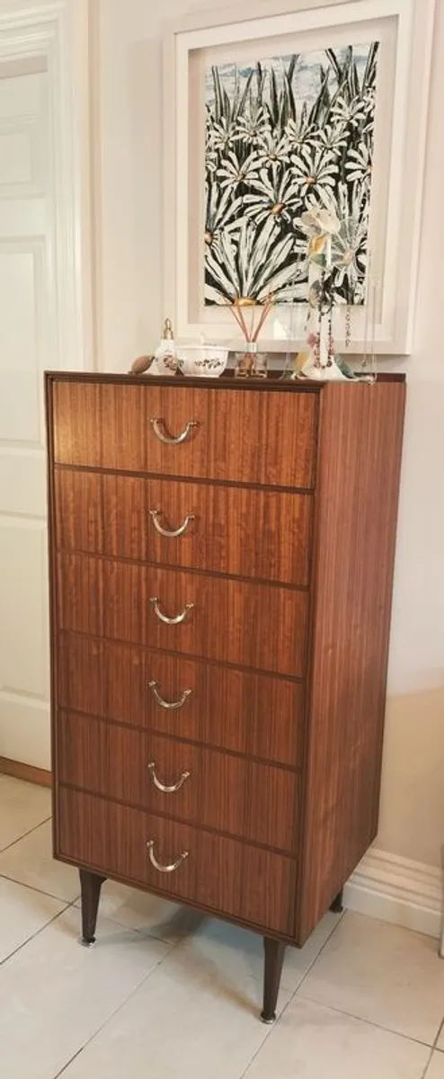 Mid Century Vintage Retro Meredew Tallboy Chest of Drawers - Image 3