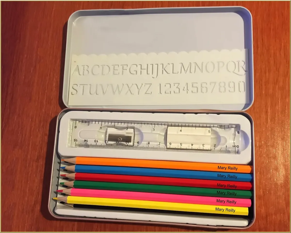 Personalised Engraved Colouring Pencils in case.