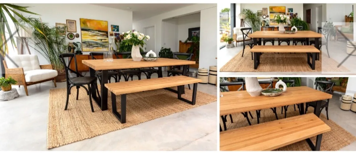 Calia Oak table and matching bench - Image 1