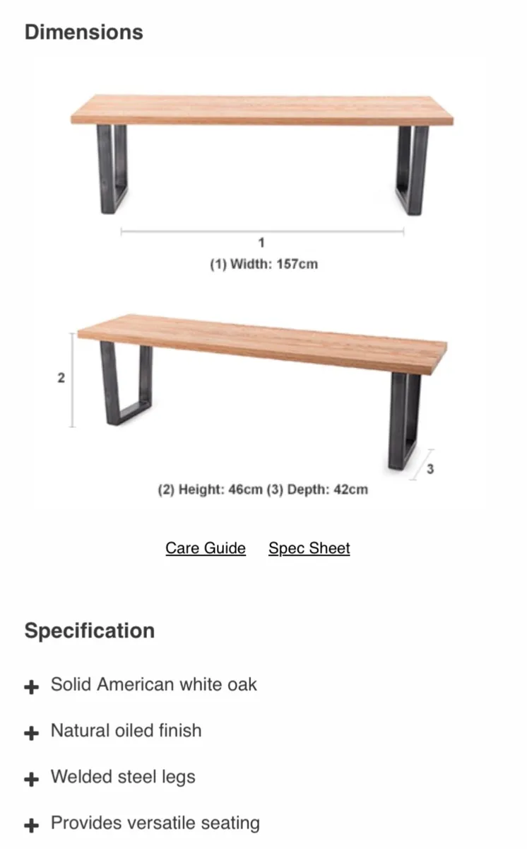 Calia Oak table and matching bench - Image 4