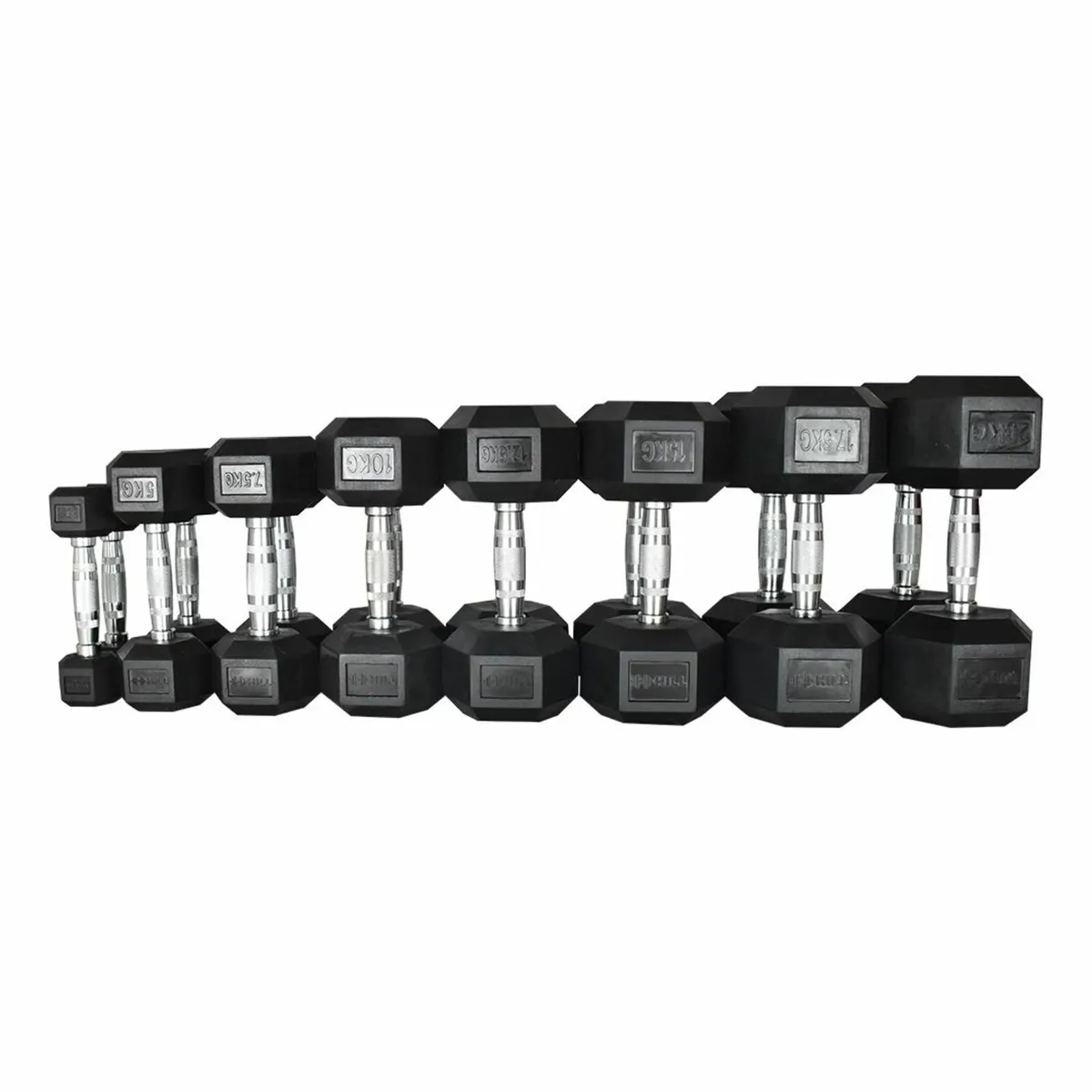 Hill Icon Rubber Hex Dumbbell Set 2.5kg - 20kg - Image 2