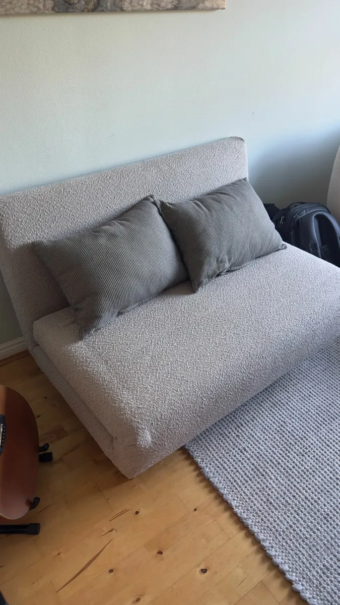 1 Seater Grey Fabric Armless Sofa Bed - Image 2