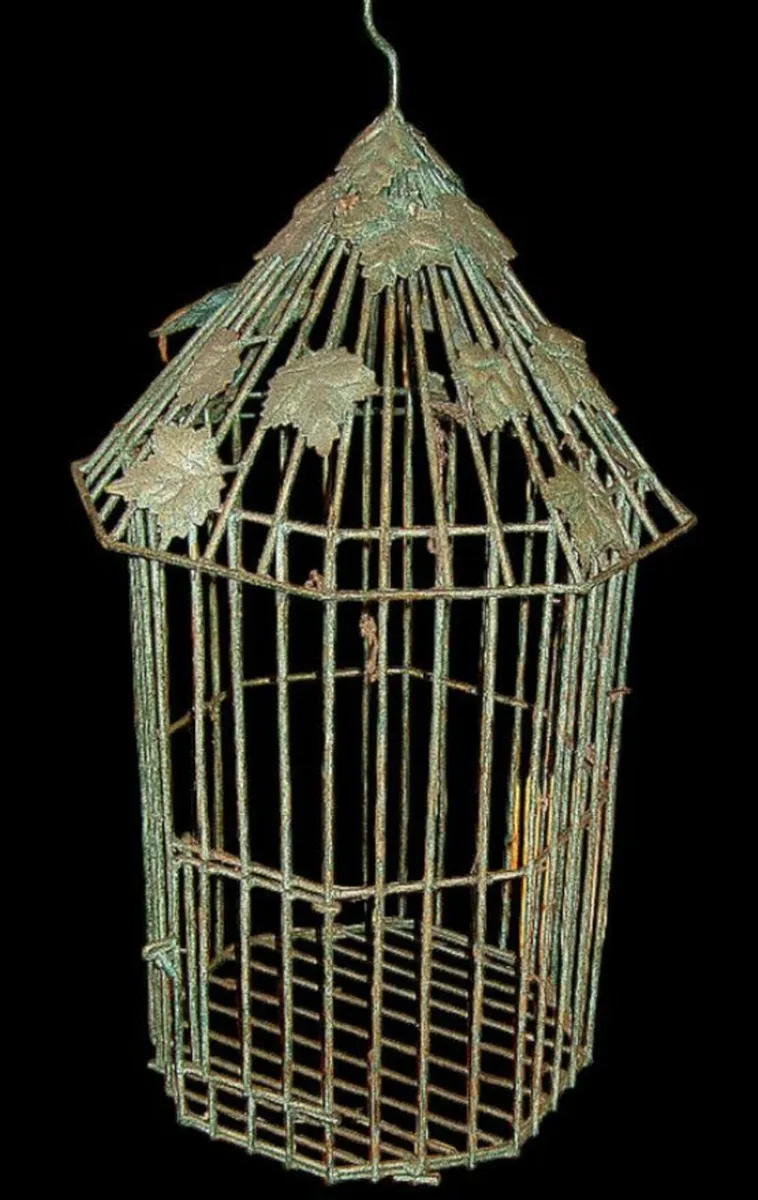Substantial Vintage Metal/Verdigris Bird Cage - Image 4