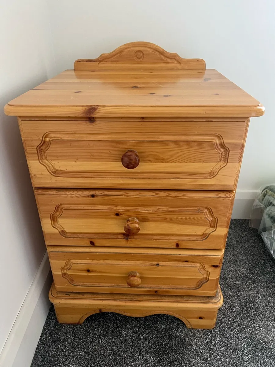 Solid pine 3 drawer bedside locker