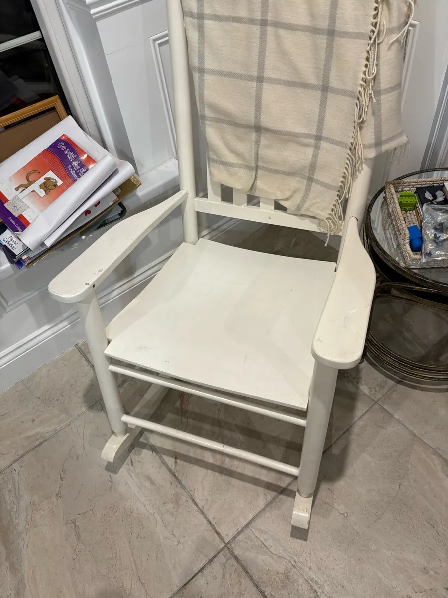 White wooden Rocking Chair - Image 1