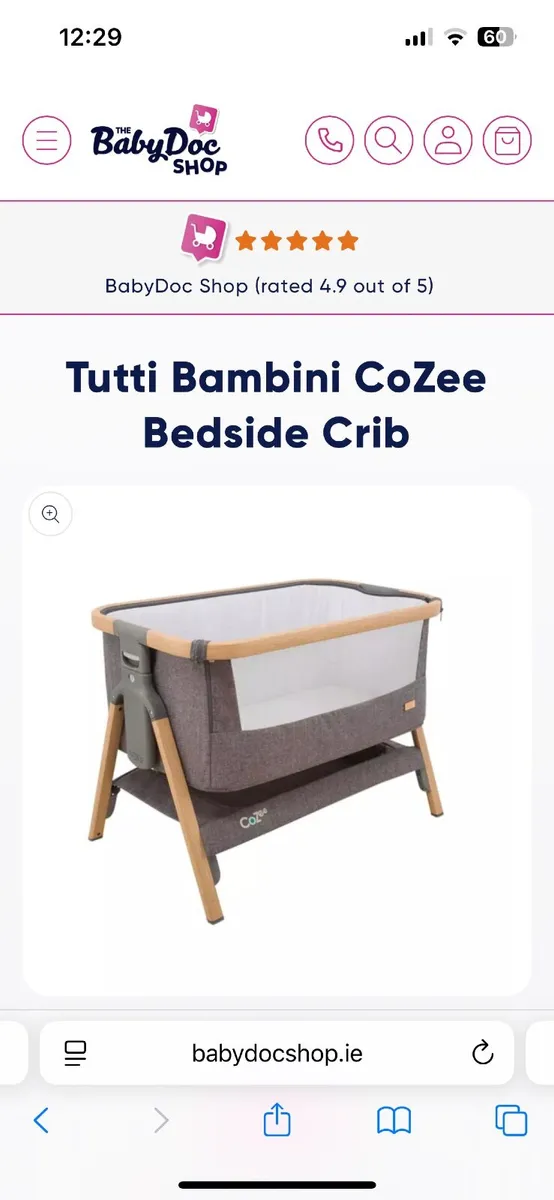 Tutti Bambini Cozee Bedside Crib - Image 1