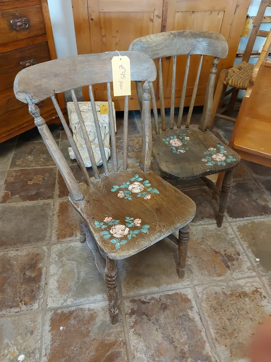 Pair 19th century irish farmhouse chairs - Image 1
