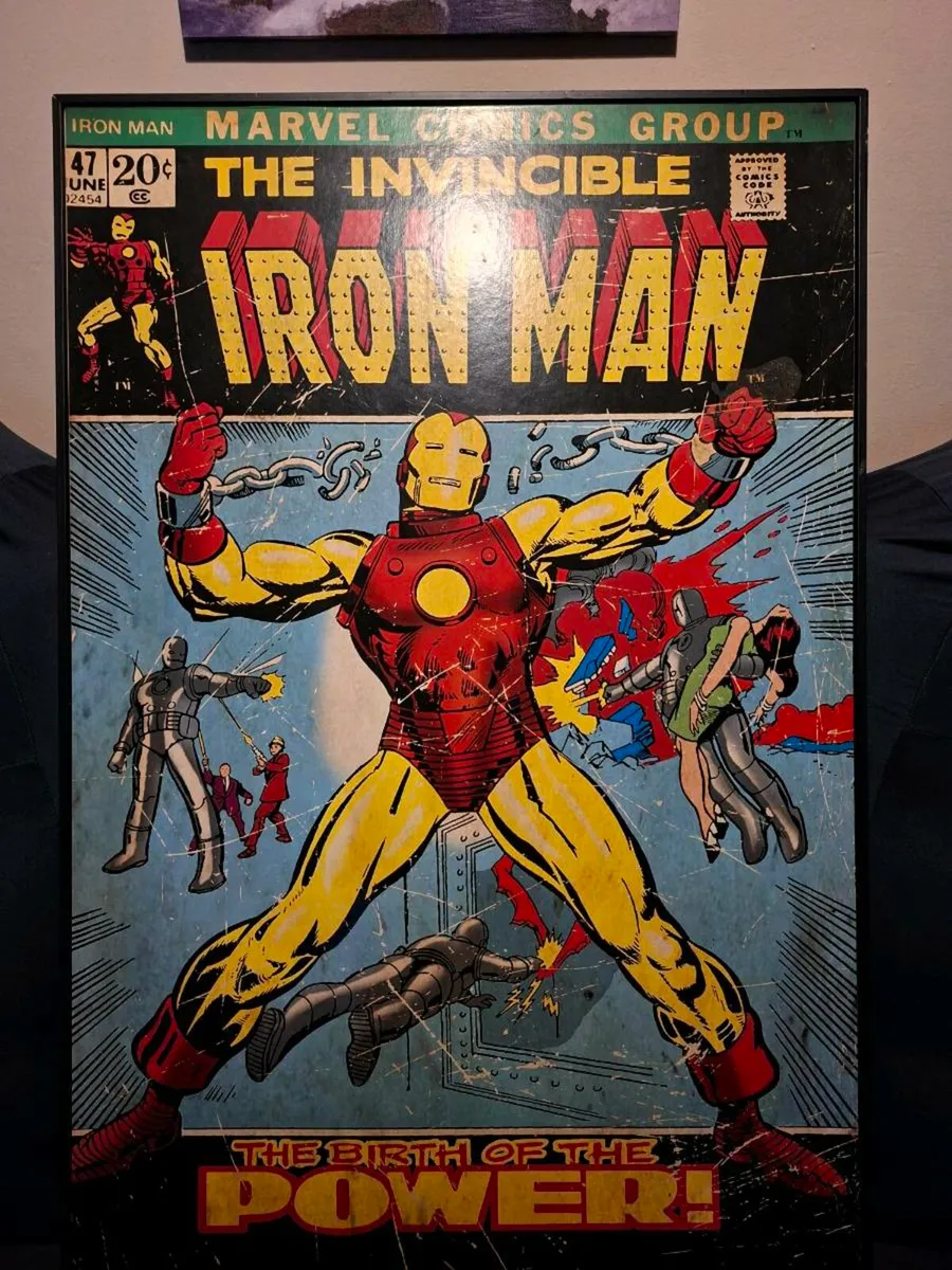 Large IRON MAN wooden wall poster box frame - Image 1