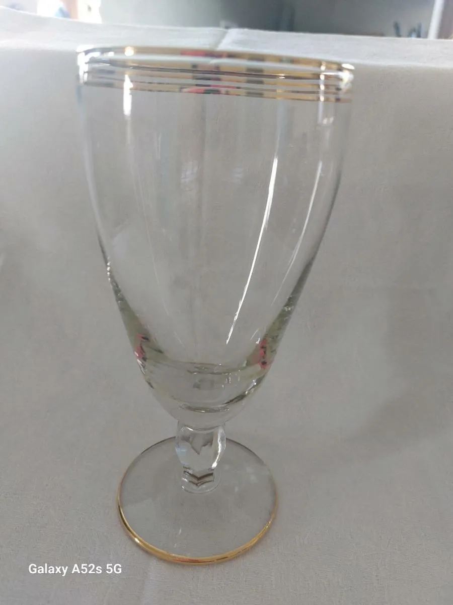Gold rimmed vintage glasses × 5 - Image 2