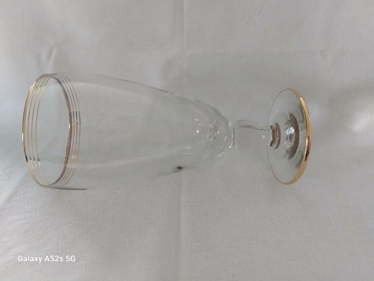 Gold rimmed vintage glasses × 5 - Image 3