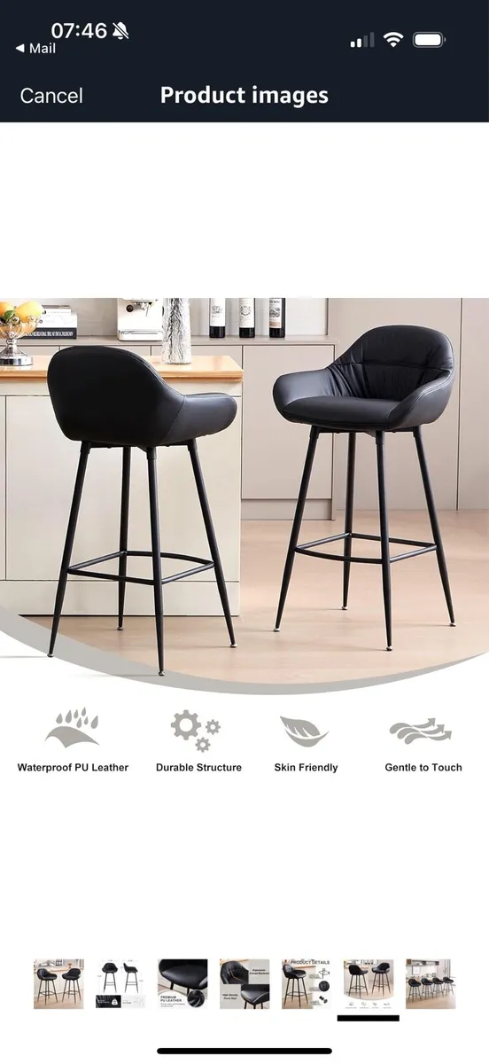 Set of 4 black bar stools- brand new - Image 2