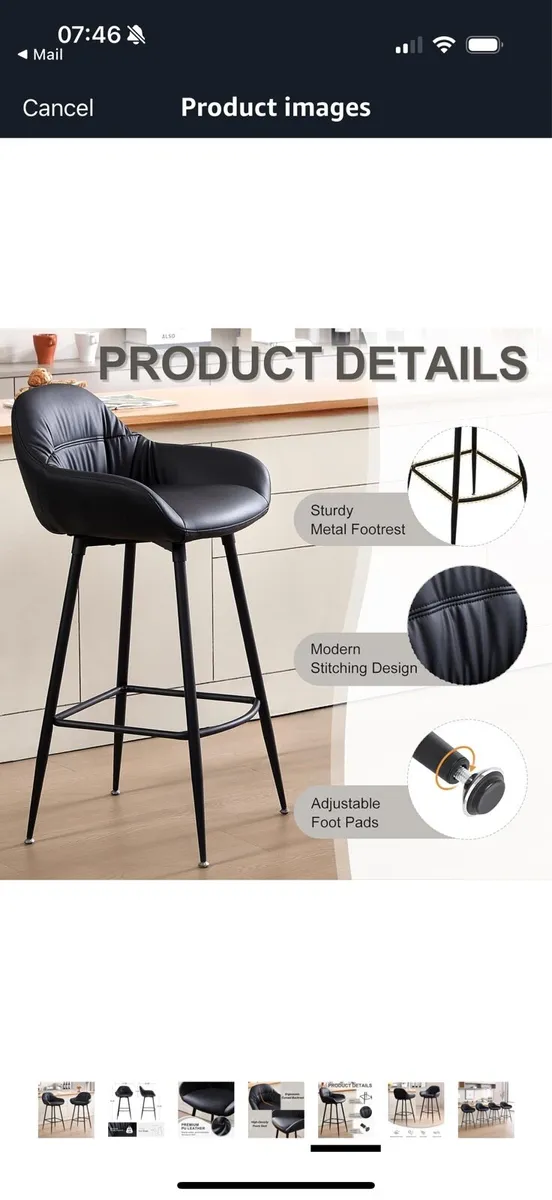 Set of 4 black bar stools- brand new - Image 3