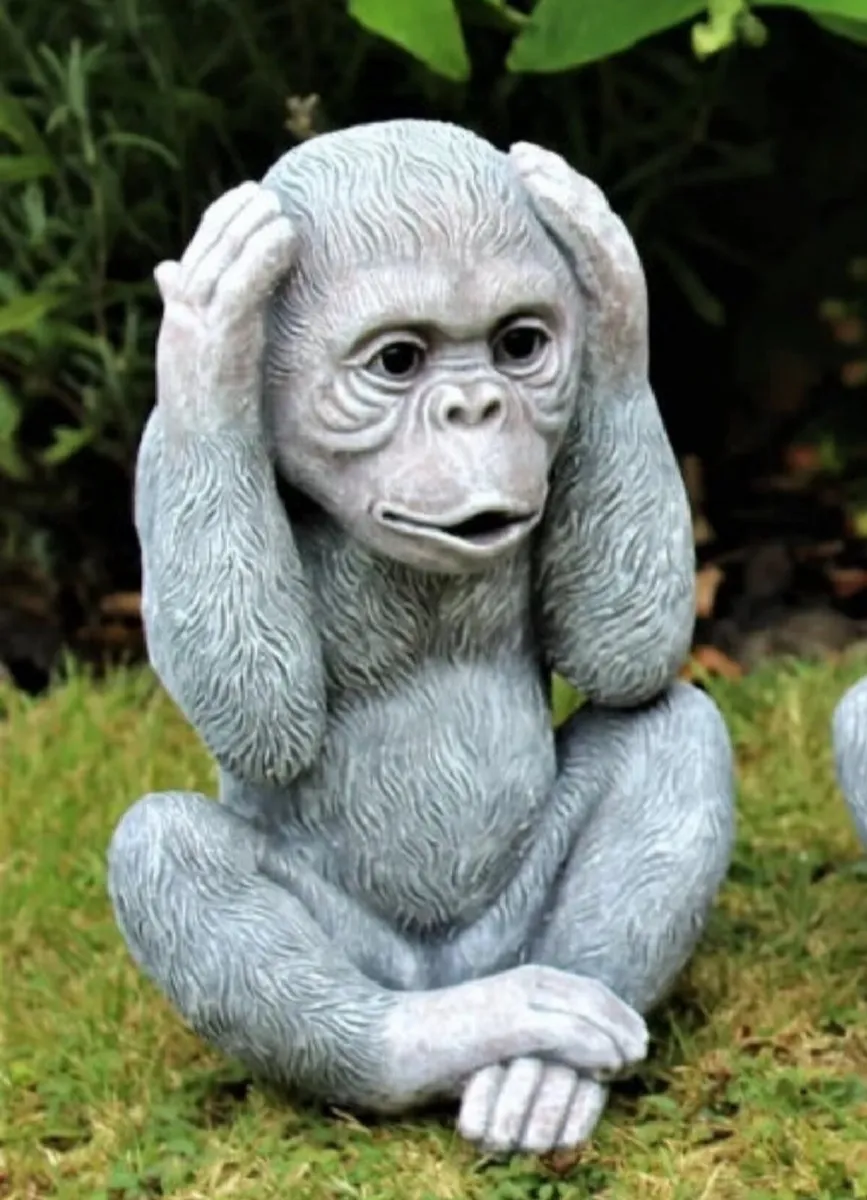 3 Three Wise Monkeys 9.5” Garden Ornament NEW - Image 2