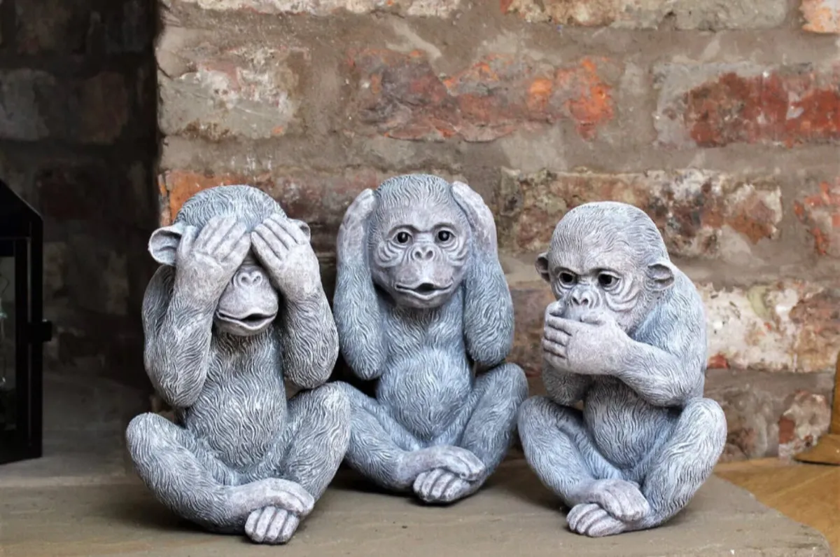 3 Three Wise Monkeys 9.5” Garden Ornament NEW - Image 3