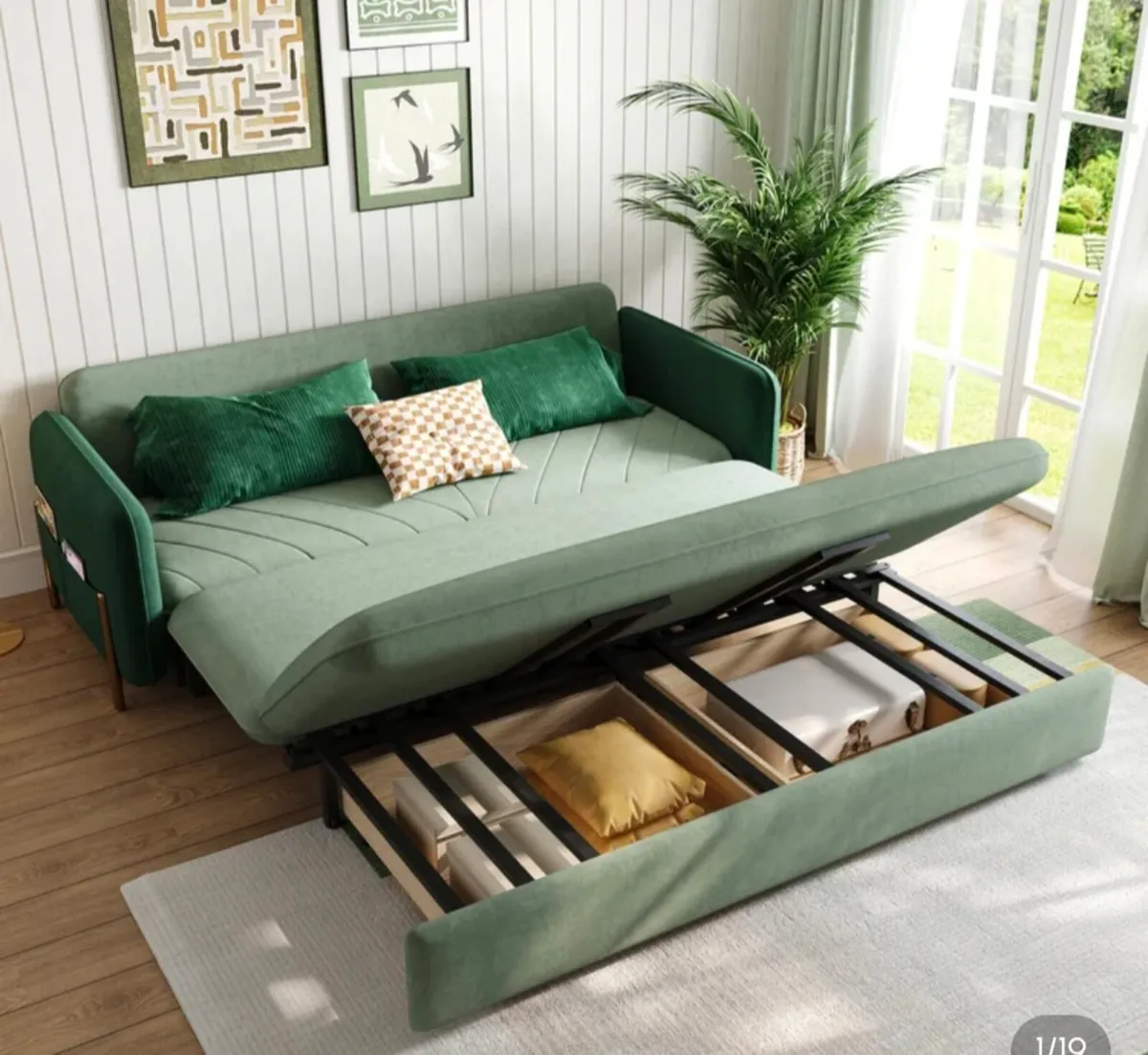 Homary Velvet Sofa Bed - Image 1
