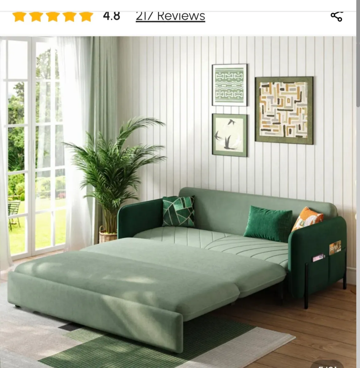 Homary Velvet Sofa Bed - Image 2