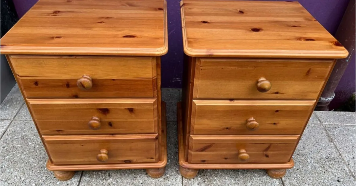 Matching pair of pine bed side lockers can organiz