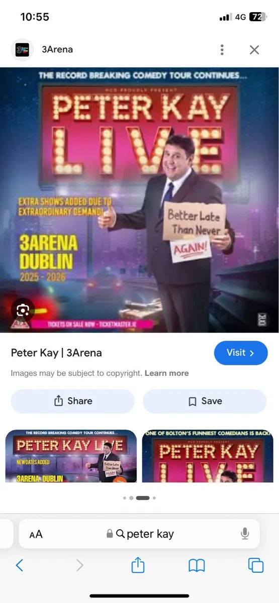 2 tickets to Peter Kay 18 of April