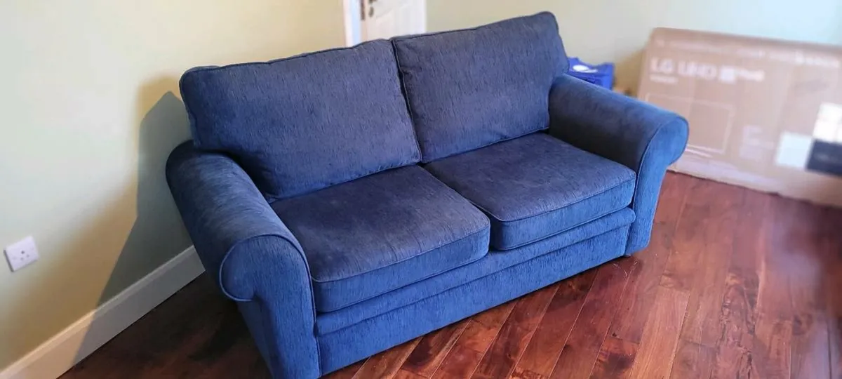 Large Blue Two Seater Couch - Image 1