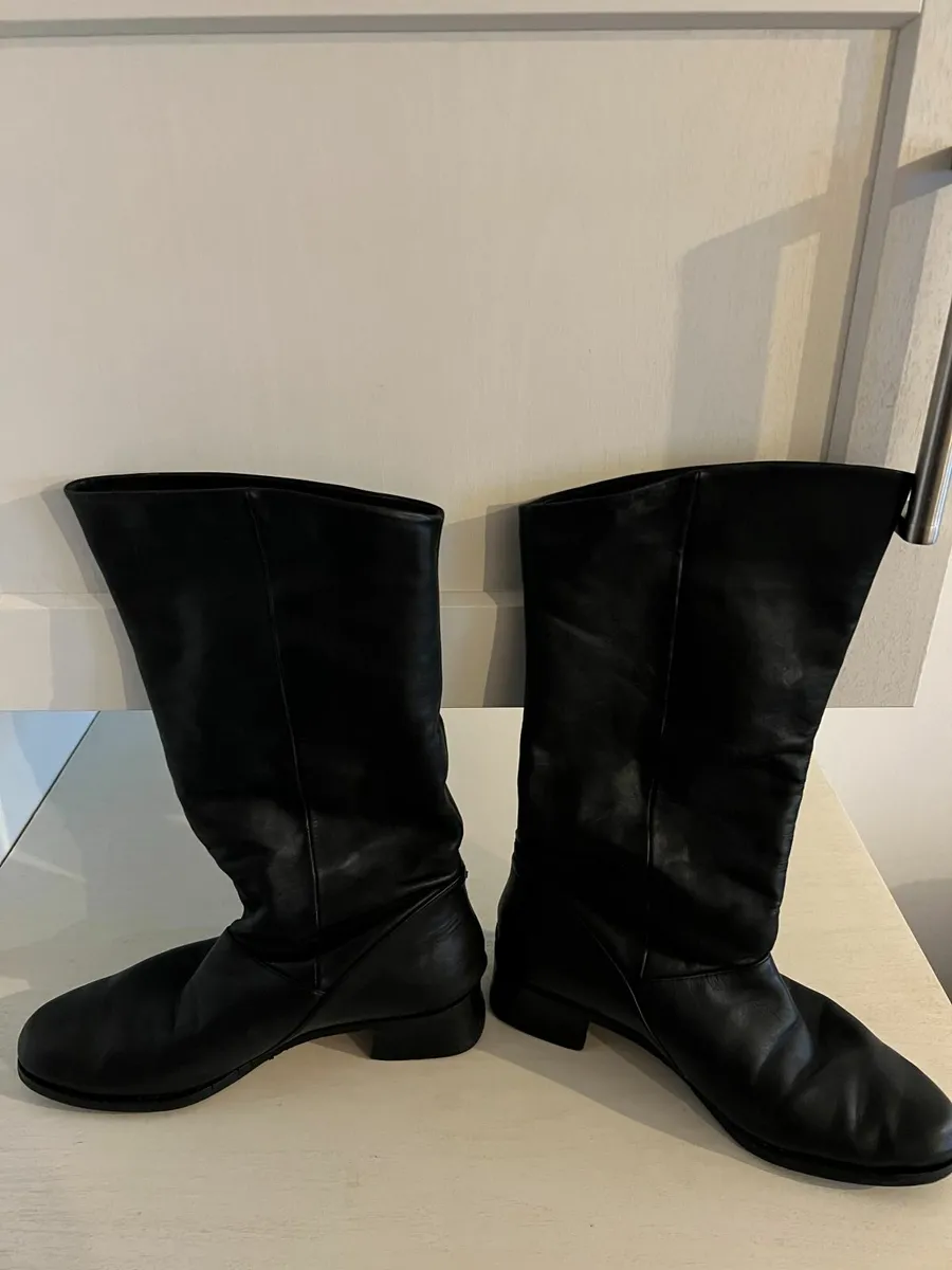 Genuine Black Nappa Leather Boots Size 6 - Image 1