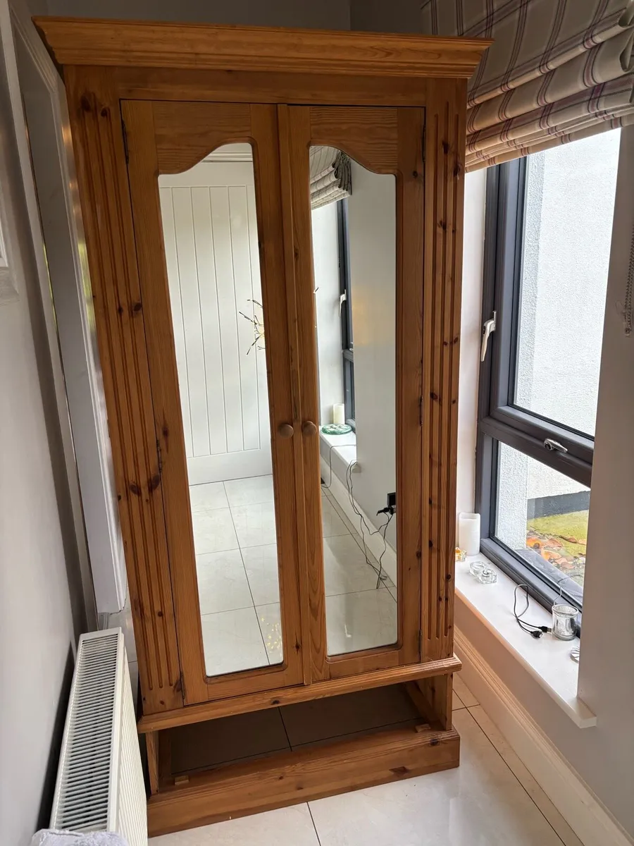 Solid pine Wardrobe & bedside locker - Image 1