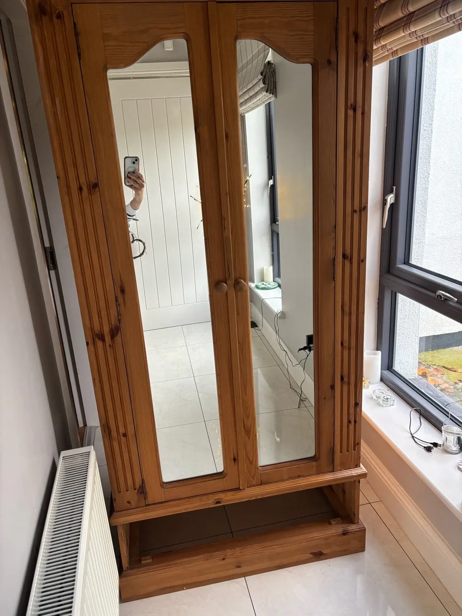 Solid pine Wardrobe & bedside locker - Image 2