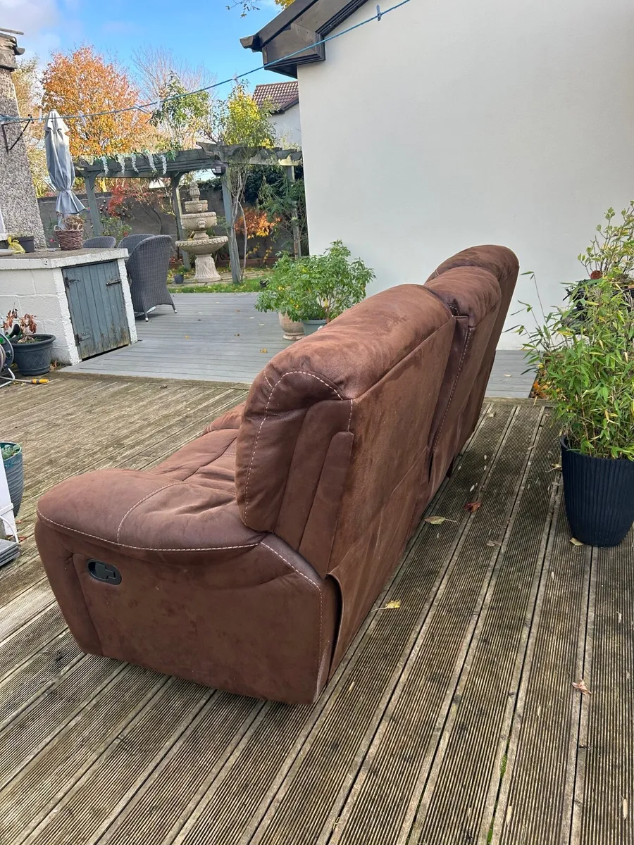 Great condition suede 3 seater / 2 recliner couch - Image 1