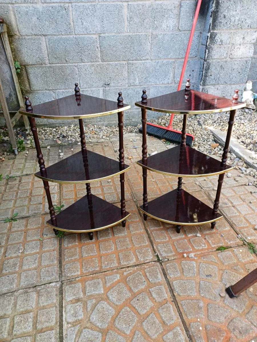 Vintage Mahogany Corner Shelves - Image 1