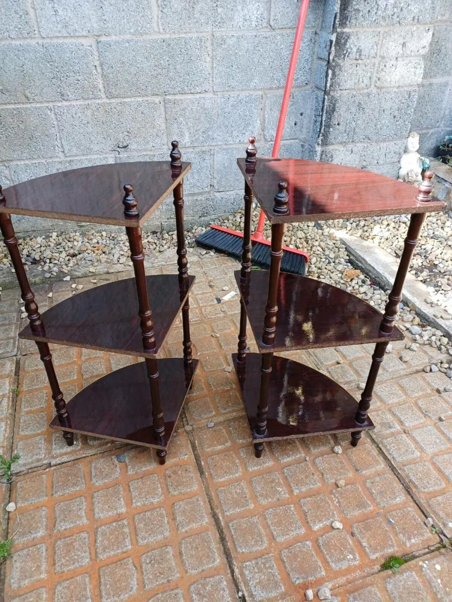 Vintage Mahogany Corner Shelves - Image 4